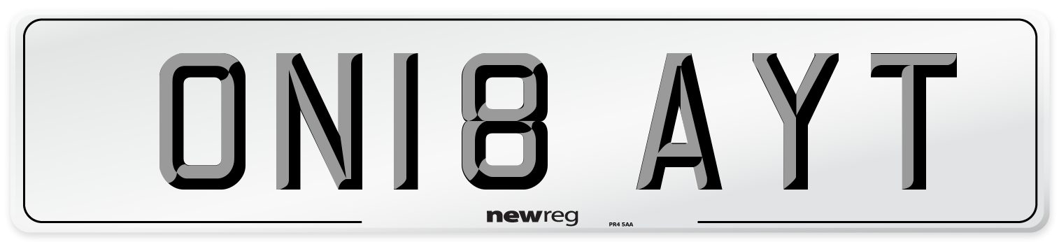 ON18 AYT Number Plate from New Reg